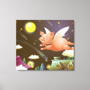 Pig flying in the sky canvas print