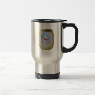Pig Flying Past Airplane Window Travel Mug