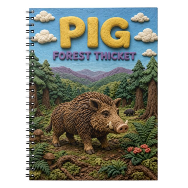 Pig, Forest Thicket Clay Art Notebook (Front)
