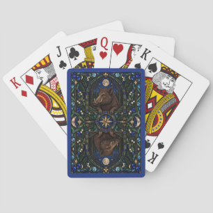 Pig, Forest Thicket Stained Glass Poker Cards