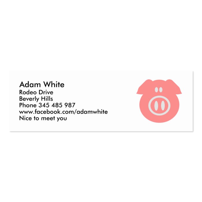 Pig funny face business card templates