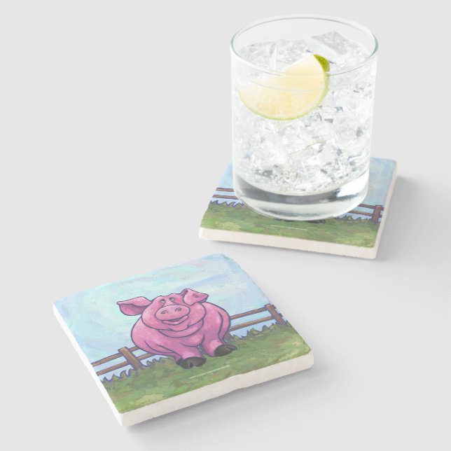 Pig Gifts & Accessories Stone Coaster (Side)