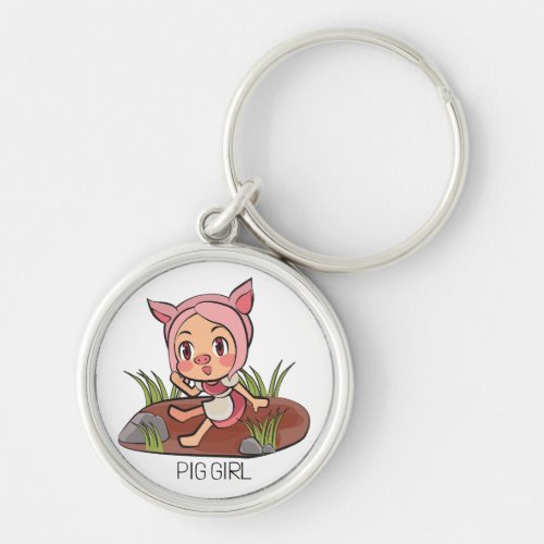 Pig Girl Cartoon Keychain