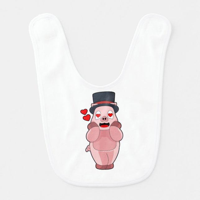 Pig Groom Cylinder Wedding Baby Bib (Front)