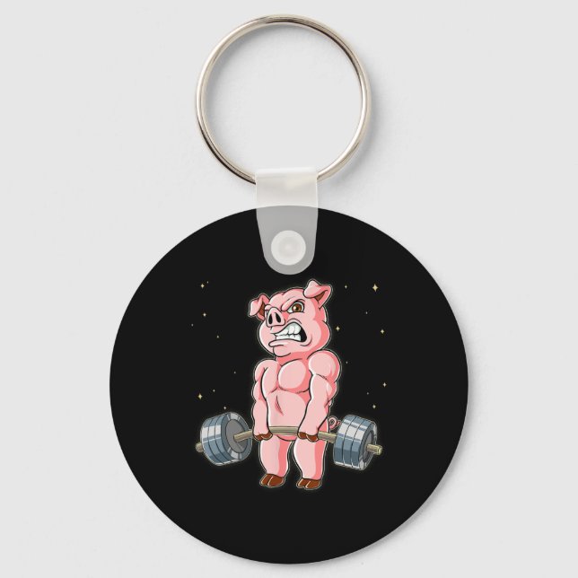 Pig Gym Weight Training Deadlift  Keychain (Front)