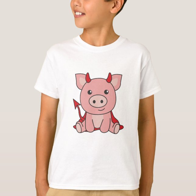 Pig Halloween Cute Devil Witch Costume T-Shirt (Front)
