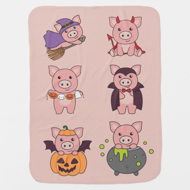 Pig Halloween Devil Pumpkin Vampire Costume Baby B Blanket (Front)