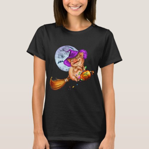 Pig Halloween Pumpkin Witch Hat T_Shirt
