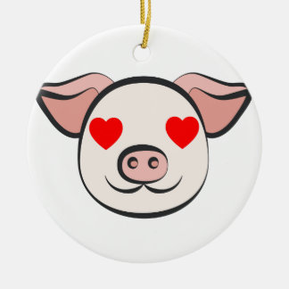 Pig Heart Emoji Ceramic Ornament