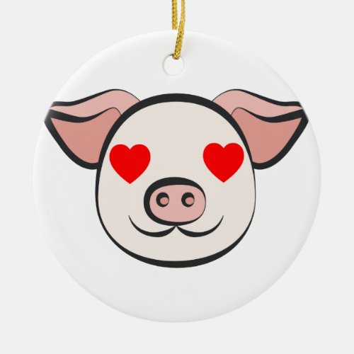 Pig Heart Emoji Ceramic Ornament