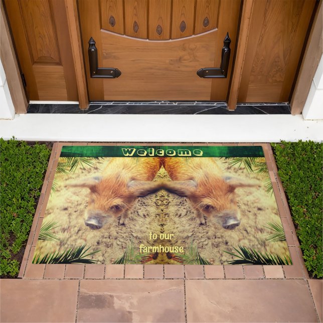 Pig Hog Animal Farmhouse Welcome Door Mat (Outdoor)