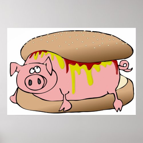 Pig Hot Dog Poster