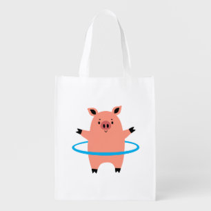 Pig Hula Hoop Grocery Bag