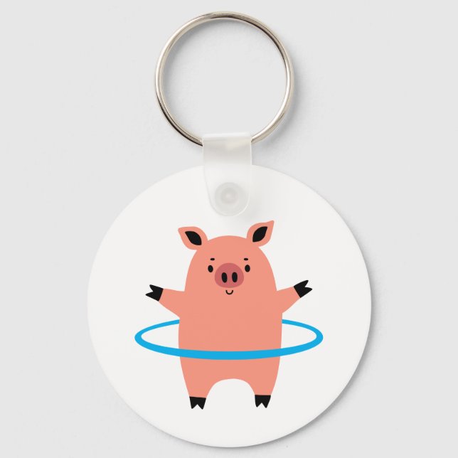 Pig Hula Hoop Keychain (Front)
