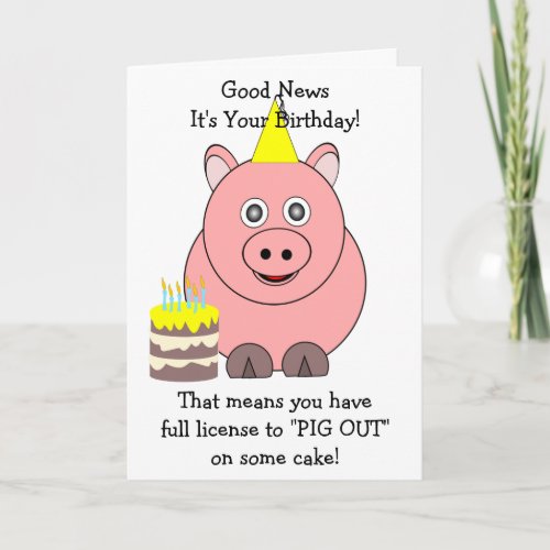 Pig Humorous Birthday Card