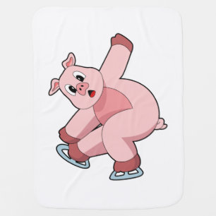 Pig Ice skating Ice skates Baby Blanket