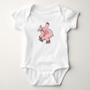 Pig Ice skating Ice skates Baby Bodysuit