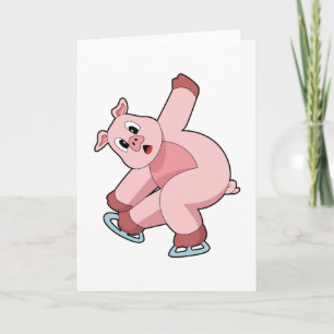 Pig Ice skating Ice skates Card