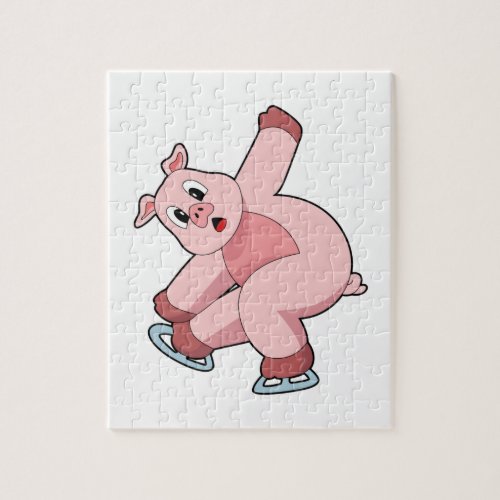 Pig Ice skating Ice skates Jigsaw Puzzle