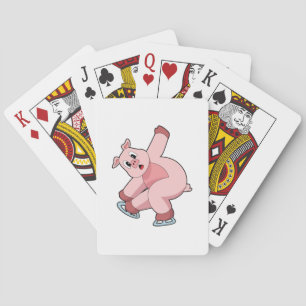 Pig Ice skating Ice skates Poker Cards