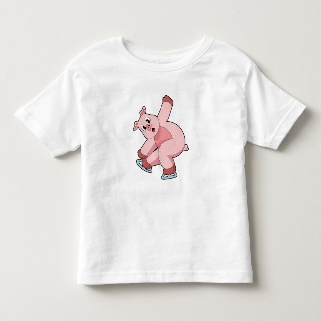 Pig Ice skating Ice skates Toddler T-shirt (Front)