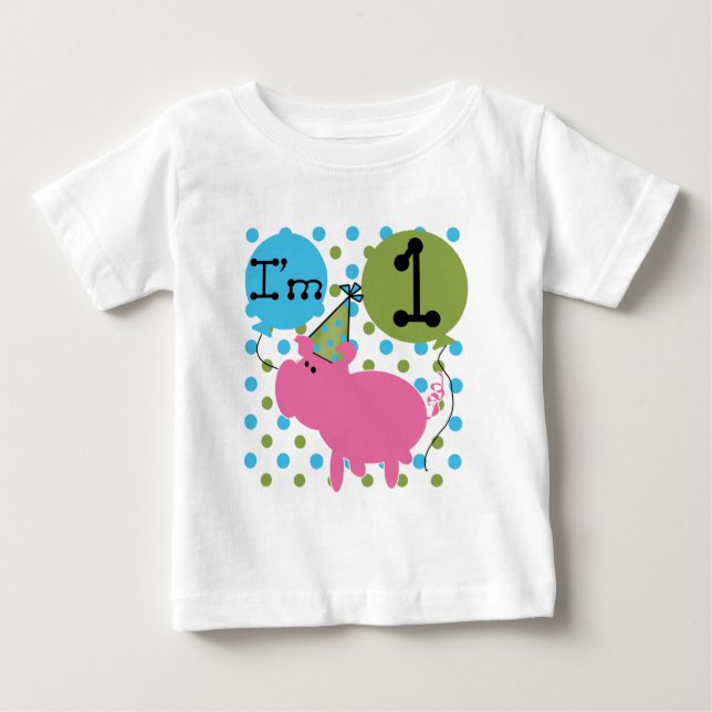 Pig I'm 1 Birthday Tshirts and Gifts (Front)
