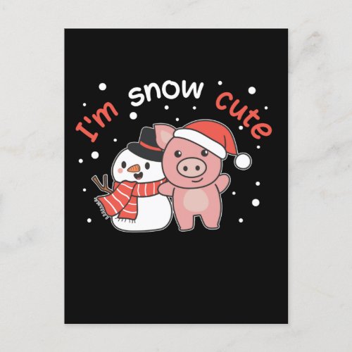 Pig Im Snow Cute Snowman Snow Pun Holiday Postcard