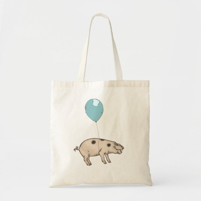 Pig in a balloon tote bag (Front)