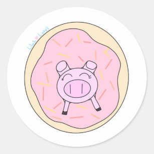 Pig in a Donut Sticker! Classic Round Sticker