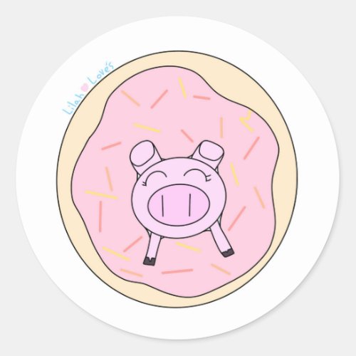 Pig in a Donut Sticker Classic Round Sticker