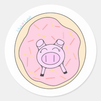 Pig in a Donut Sticker! Classic Round Sticker