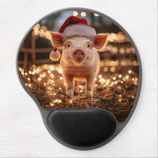 Pig in a Santa Hat Gel Mouse Pad