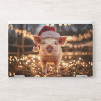 Pig in a Santa Hat HP Laptop Skin