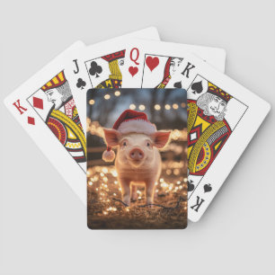 Pig in a Santa Hat Poker Cards