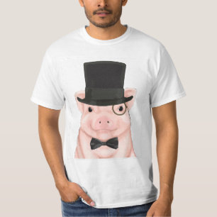 Pig in a top hat, monocle, and bow tie