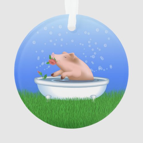 Pig in Bath Ornament