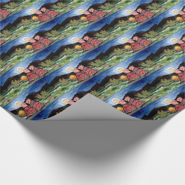 Pig in Blanket Romantic Night Moon Wrapping Paper (Corner)