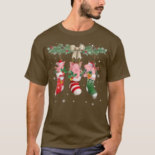 Pig In Christmas Socks _ Pig Loves Xmas  T_Shirt