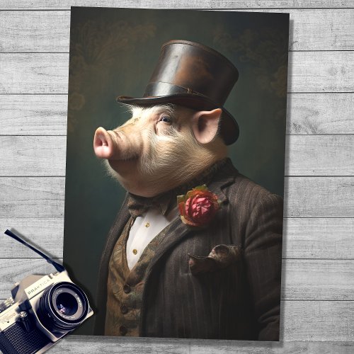 Pig in Gentlemans Clothing 1 Decoupage Paper