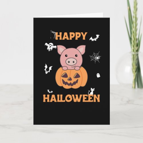 Pig In Pumpkin Sweet Pigs Happy Halloween Card