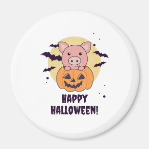 Pig In Pumpkin Sweet Pigs Happy Halloween Magnet