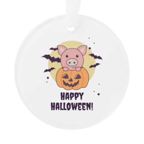 Pig In Pumpkin Sweet Pigs Happy Halloween Ornament