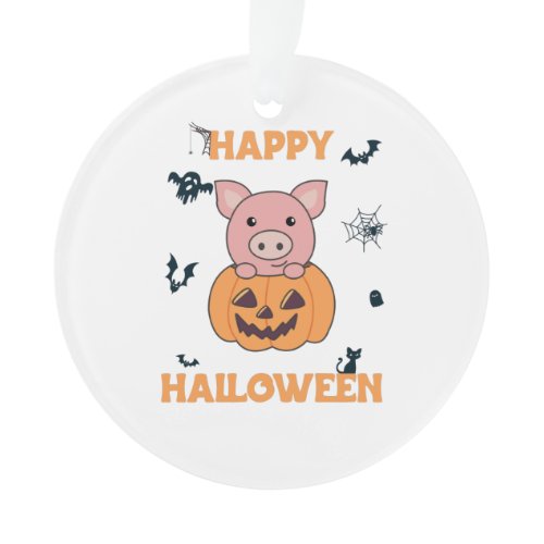 Pig In Pumpkin Sweet Pigs Happy Halloween Ornament