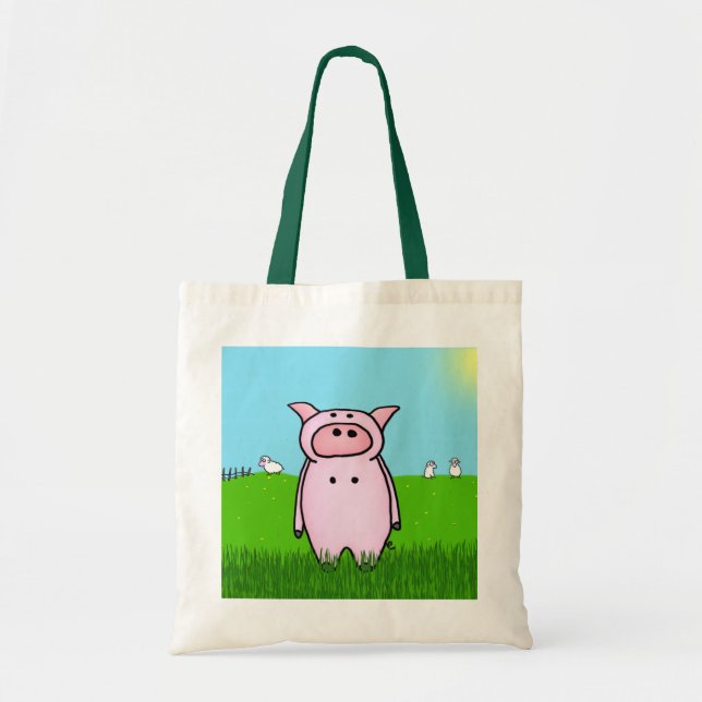 Pig in the Field Tote Bag (Front)