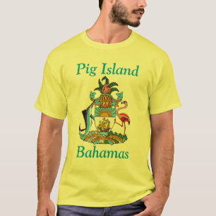 Pig Island, Bahamas with Coat of Arms T-Shirt