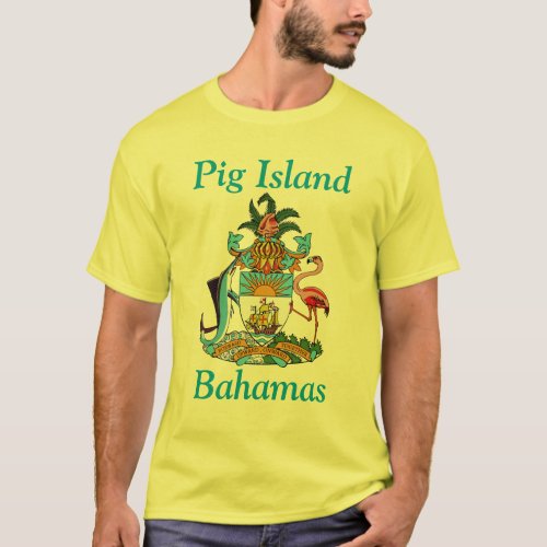 Pig Island Bahamas with Coat of Arms T_Shirt