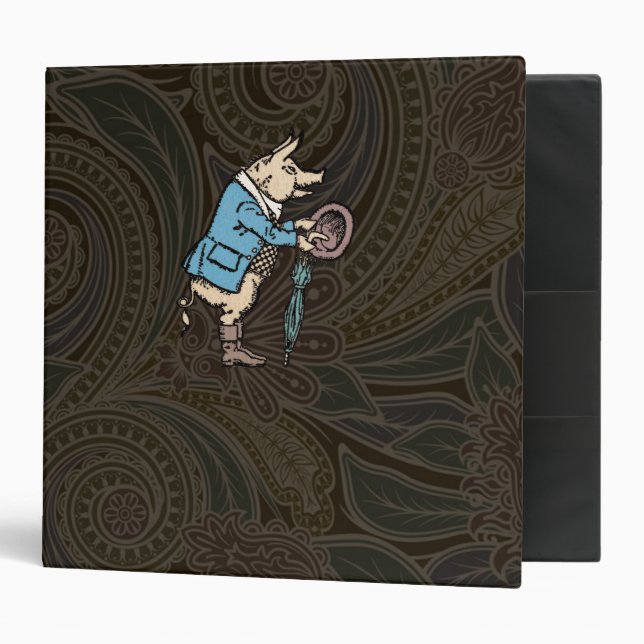 Pig Jacket Piggy Cute Formal Antique 3 Ring Binder (Front/Inside)