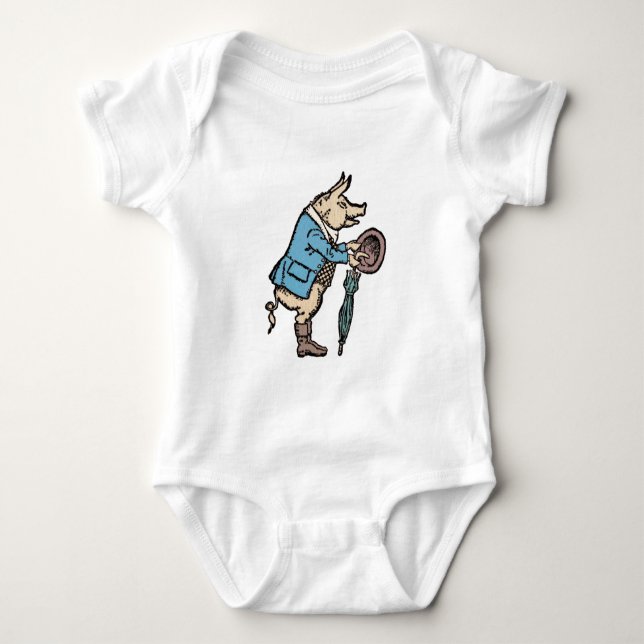 Pig Jacket Piggy Cute Formal Antique Baby Bodysuit (Front)