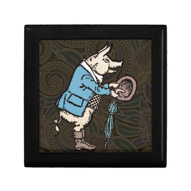 Pig Jacket Piggy Cute Formal Antique Jewelry Box (Front)