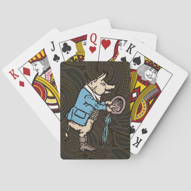 Pig Jacket Piggy Cute Formal Antique Poker Cards (Back)